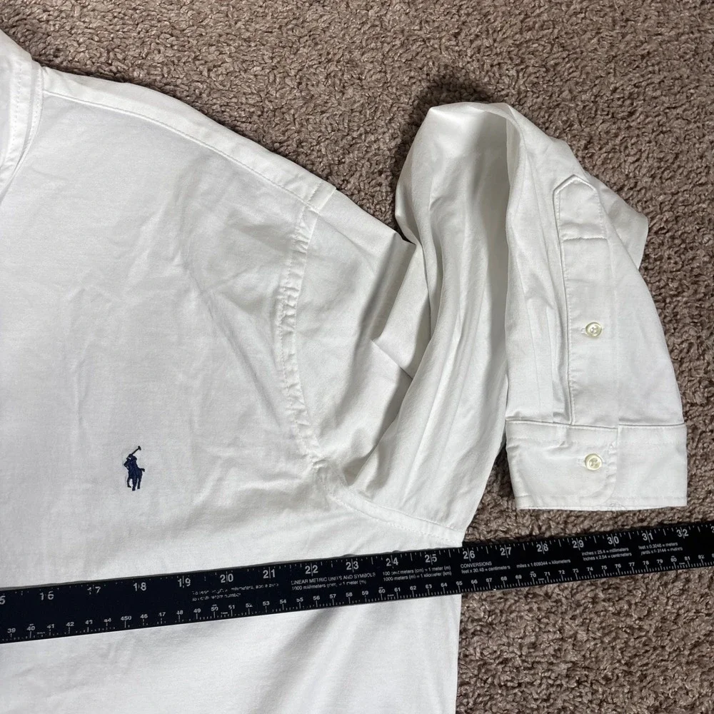 Polo Ralph Lauren Mens XXL White Knit Cotton Long Sleeve Button Down Shirt